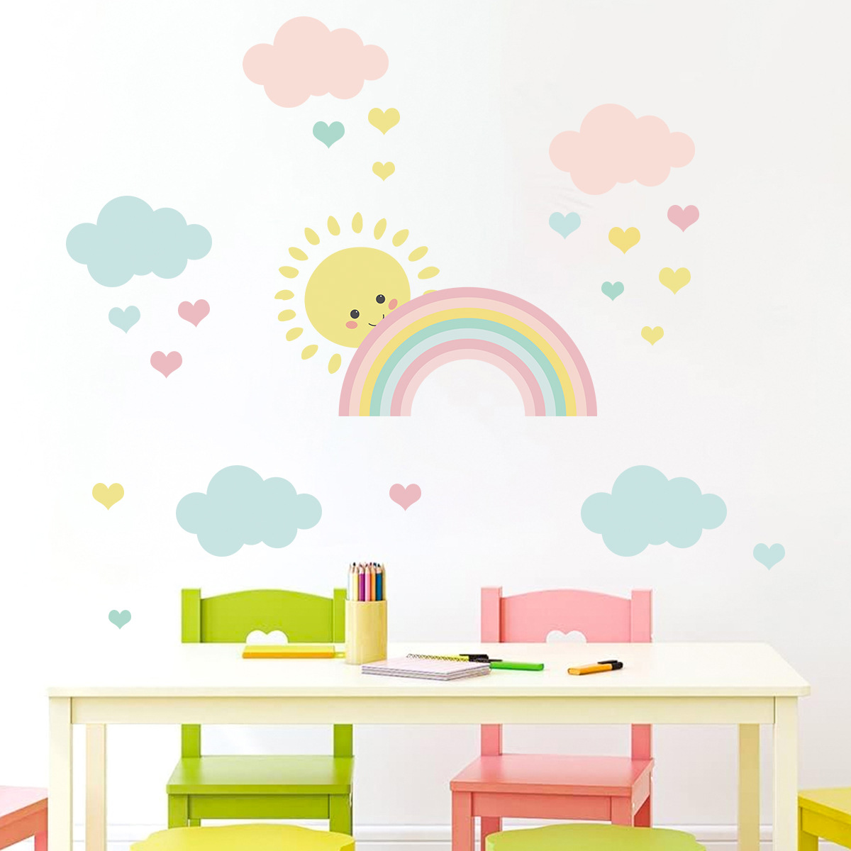 Cartoon Sonne Regenbogen Wolke – Baby Nursery Decor Girl Bewertung und Preis
